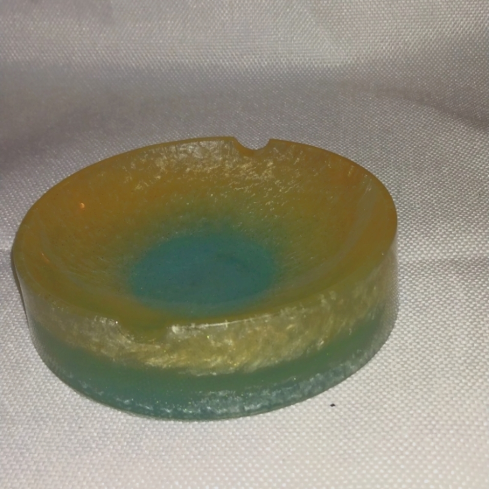 Blue and goldish ashtray